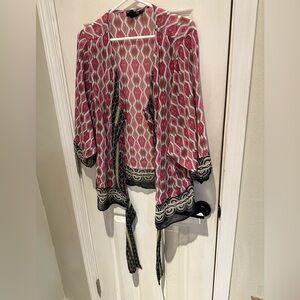 Chic Red and Black Patterned duster